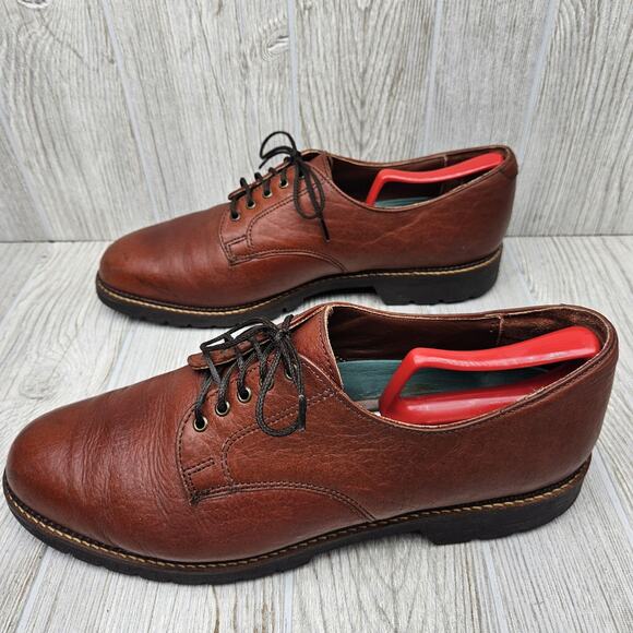 H.S. Trask Shoes Mens Size 12 W Brown Leather Oxford Lace Up Authentic Bison USA main image 5
